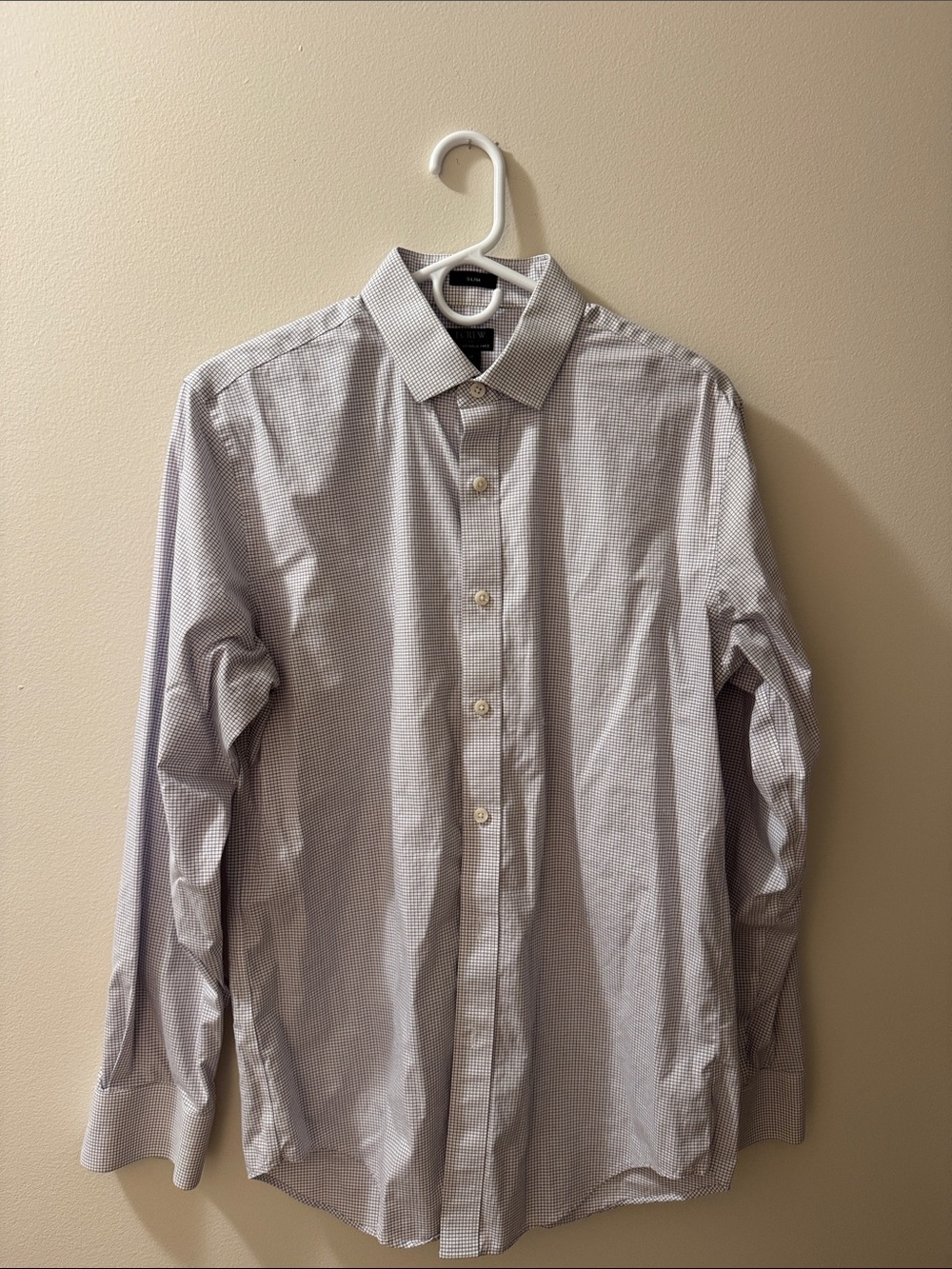 J. Crew Men’s purple and White Micro-Check Dress Shirt